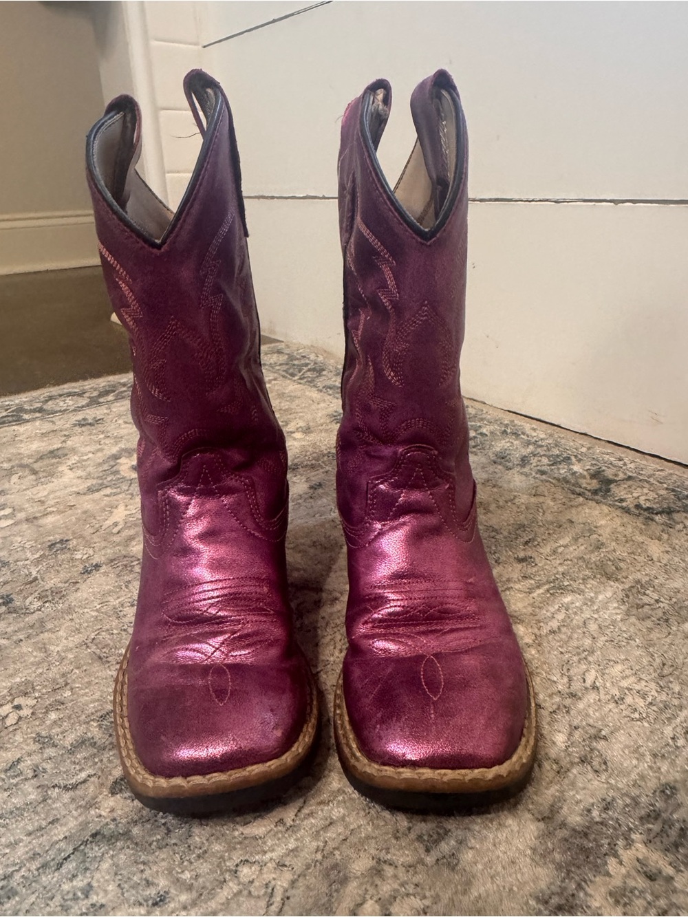 Old West Metallic Plum Kids' Western Boots